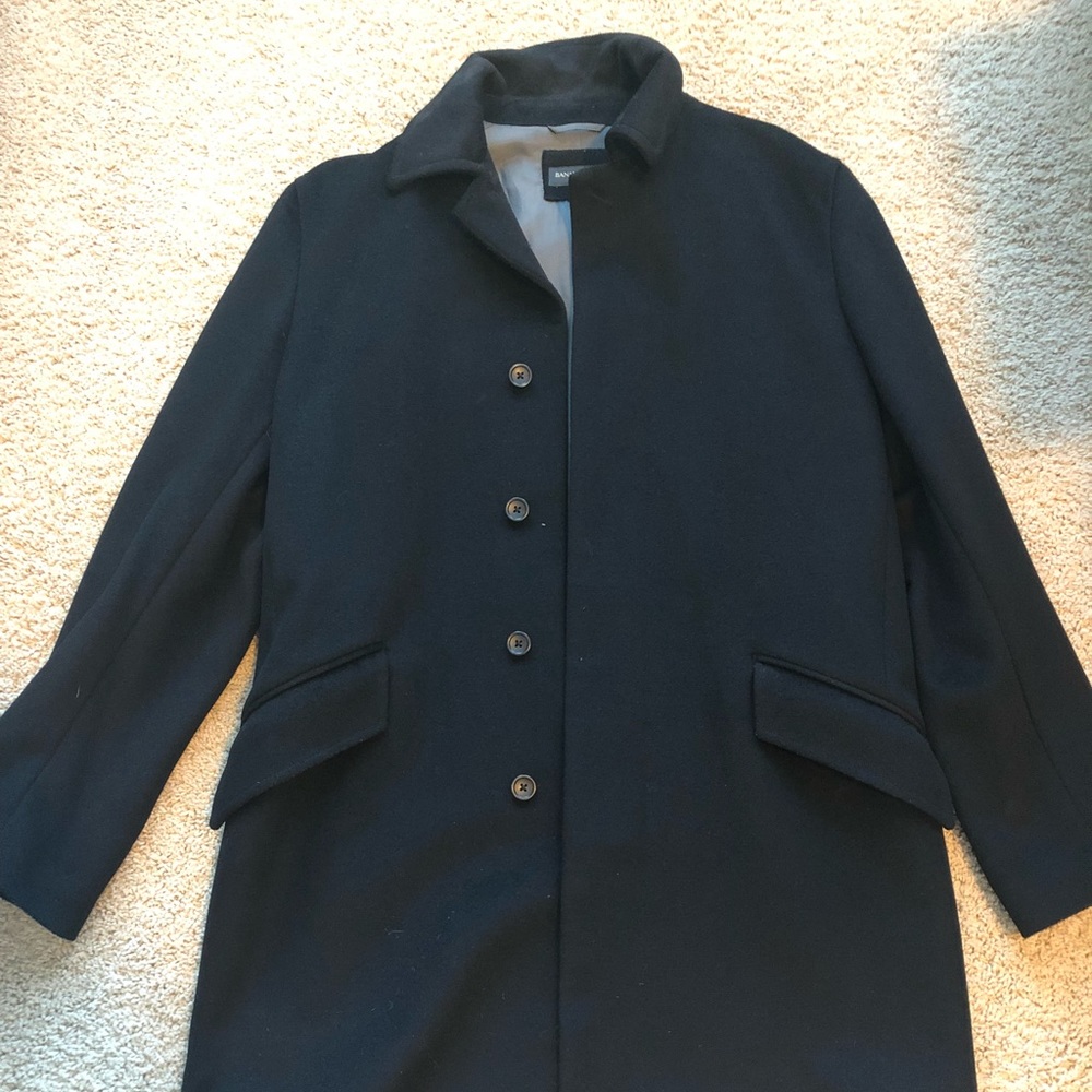 Banana Republic Black Mens Dress Coat, M, Lined
